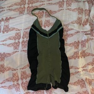 Free People Movement green halter romper runsie